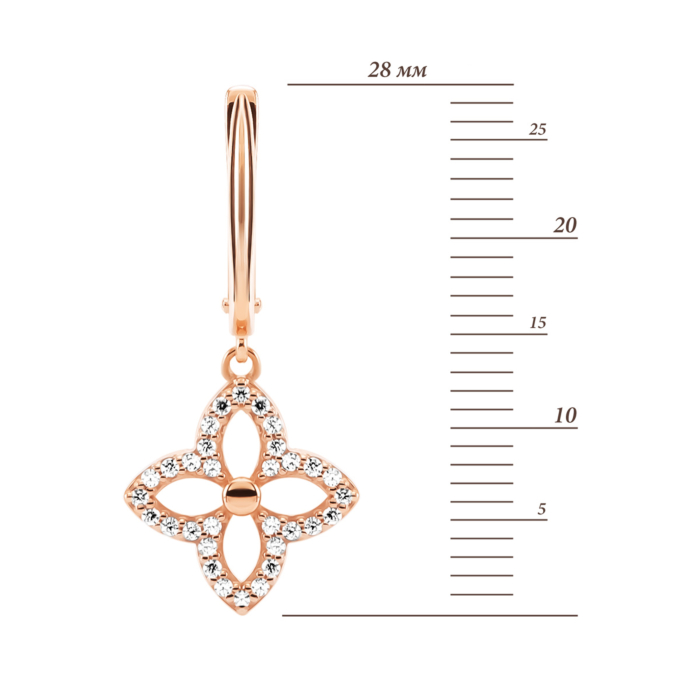 Золоті сережки-підвіски з фіанітами. Артикул UG5219201710101