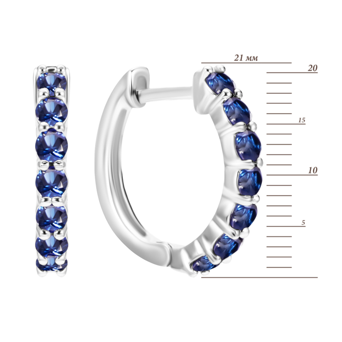 Срібні сережки-конго з сапфіром. Артикул UG52524/1р-HSPH