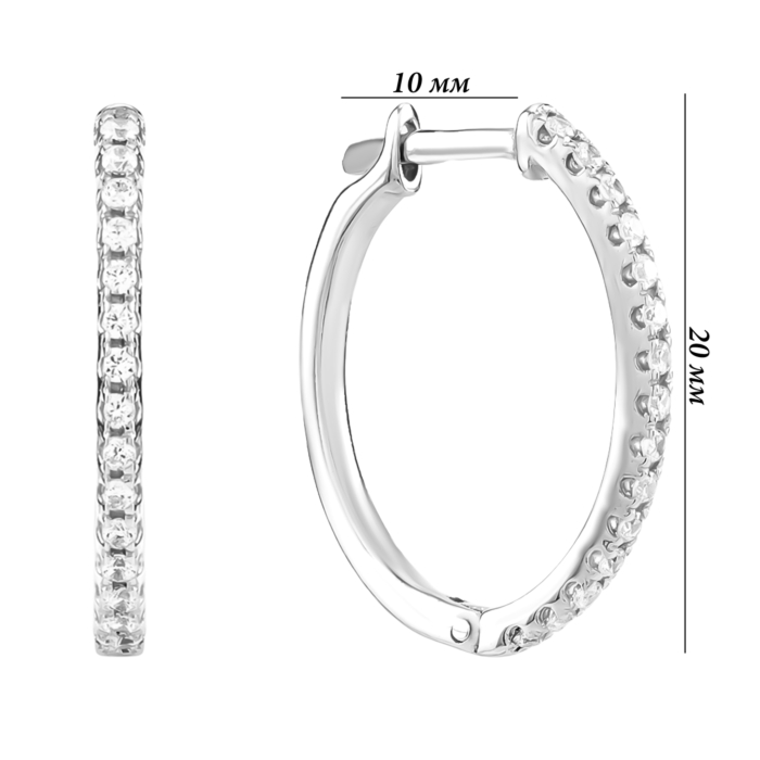 Серебряные серьги-конго с фианитами. Артикул UG52598/1р-CZ