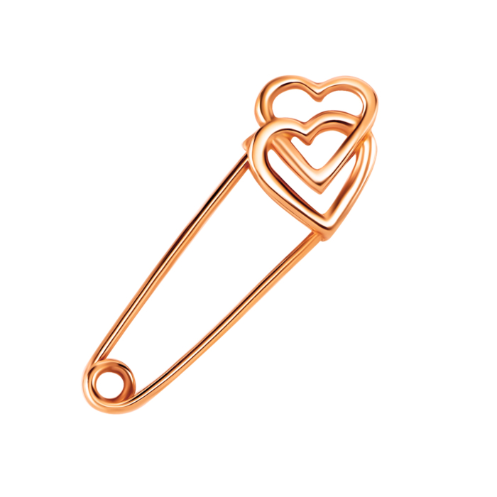 Золотая брошь-булавка Сердца. Артикул UG5БШ354и