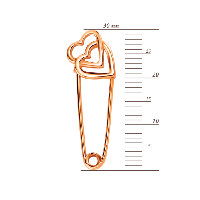 Золотая брошь-булавка Сердца. Артикул UG5БШ354и