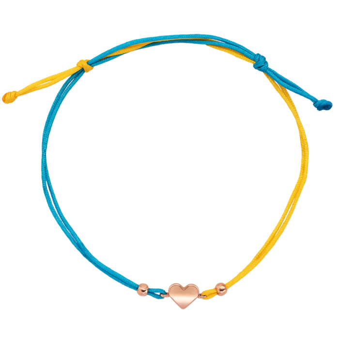 Браслет на нитці синьо-жовтий Серце. Артикул UG5410953110101