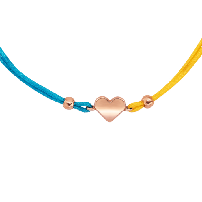 Браслет на нитці синьо-жовтий Серце. Артикул UG5410953110101