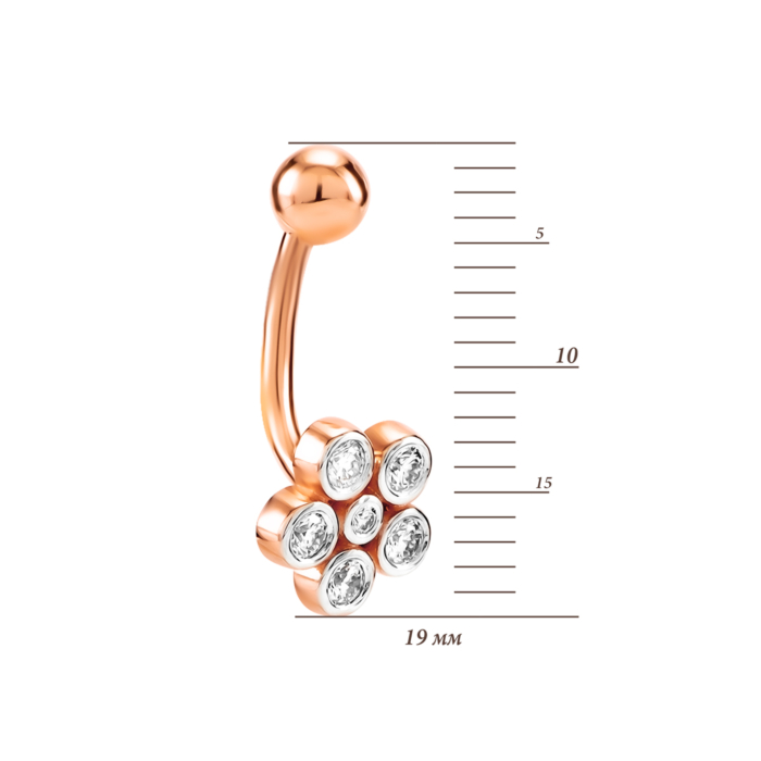 Золота сережка-пірсинг з діамантами. Артикул UG56112625201