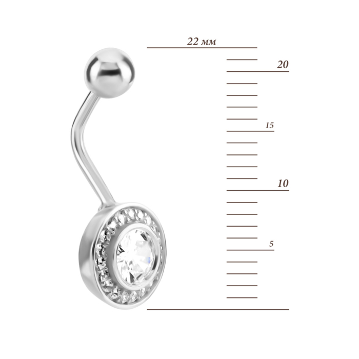 Срібна сережка-пірсинг з фіанітами. Артикул UG57002