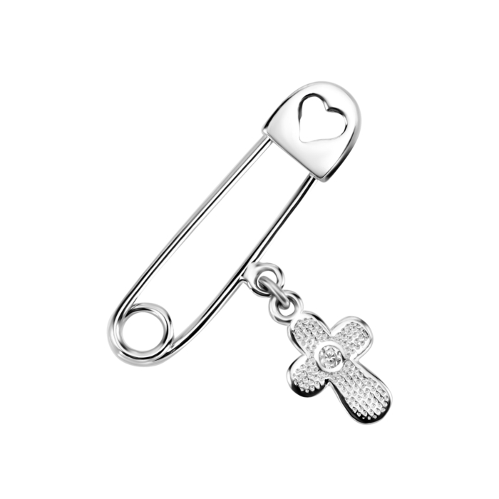 Золотая брошь-булавка Крестик с фианитами. Артикул UG58112011102