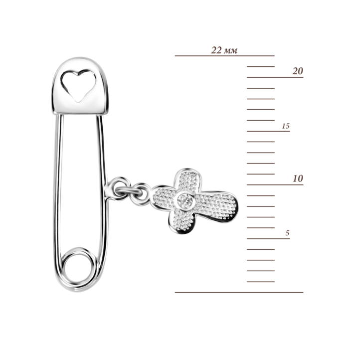 Золота брошка-булавка Хрестик з фіанітами. Артикул UG58112011102