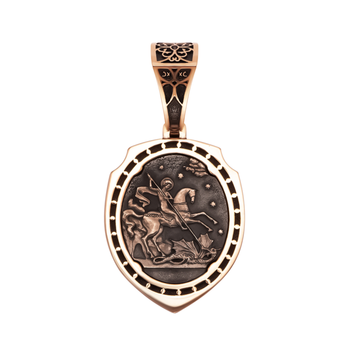 Золота підвіска-ладанка Георгій Побідоносець. Артикул UG5ЗЛ95