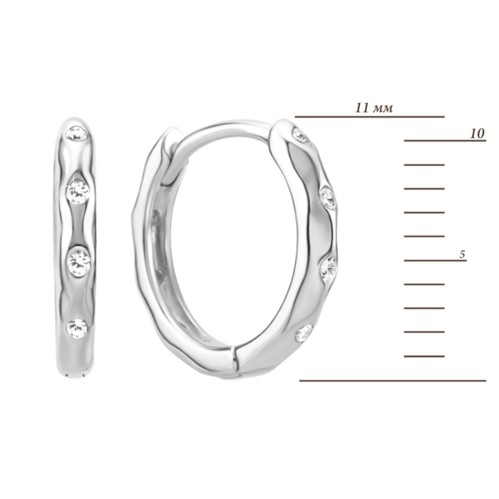 Срібні сережки-конго з фіанітами. Артикул UG5AE03061