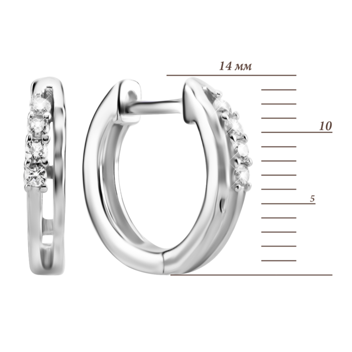 Серебряные серьги-конго с фианитами. Артикул UG5AE03077