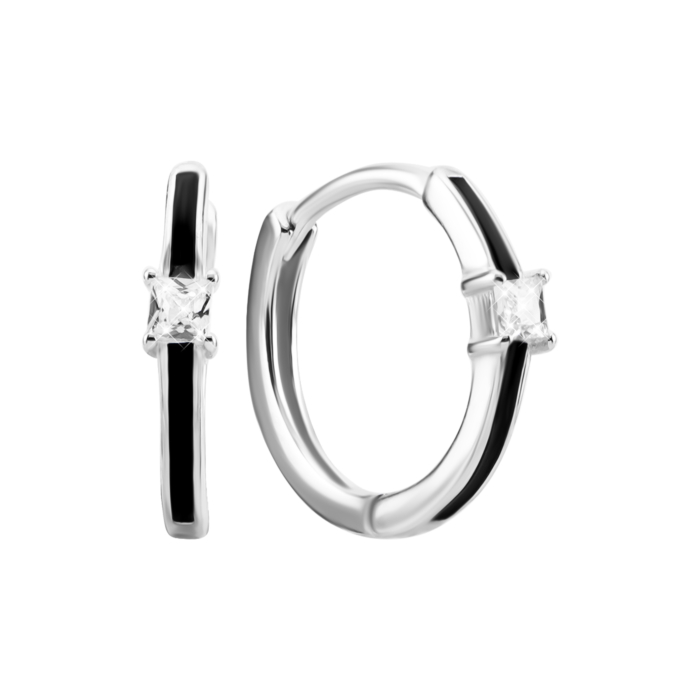 Серебряные серьги-конго с эмалью и фианитами. Артикул UG5AE03668