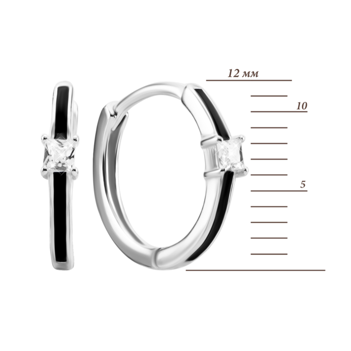 Серебряные серьги-конго с эмалью и фианитами. Артикул UG5AE03668