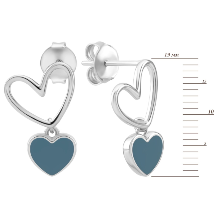 Серебряные серьги-подвески с эмалью. Артикул UG5B18696