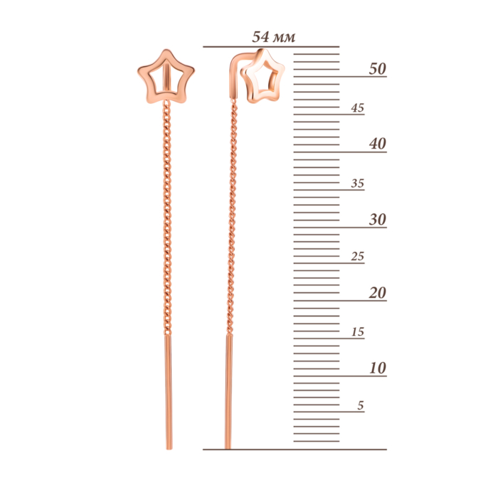 Золоті сережки-протяжки Зірочки. Артикул UG5С0561s