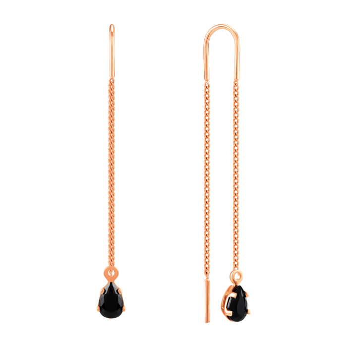 Золотые серьги-протяжки с фианитами. Артикул UG5С0578s ч