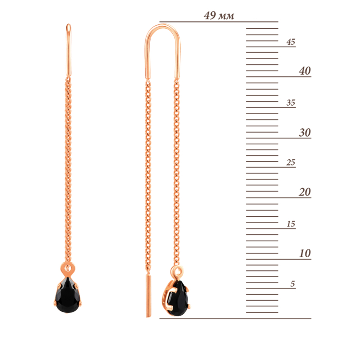 Золотые серьги-протяжки с фианитами. Артикул UG5С0578s ч
