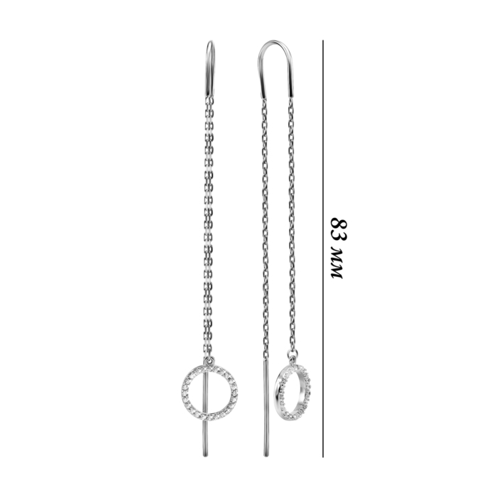 Срібні сережки-протяжки з фіанітами. Артикул UG5ЛК-0408р