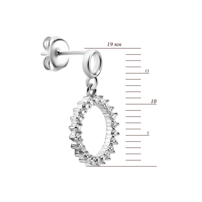 Срібні сережки-підвіски з фіанітами. Артикул UG5B19499