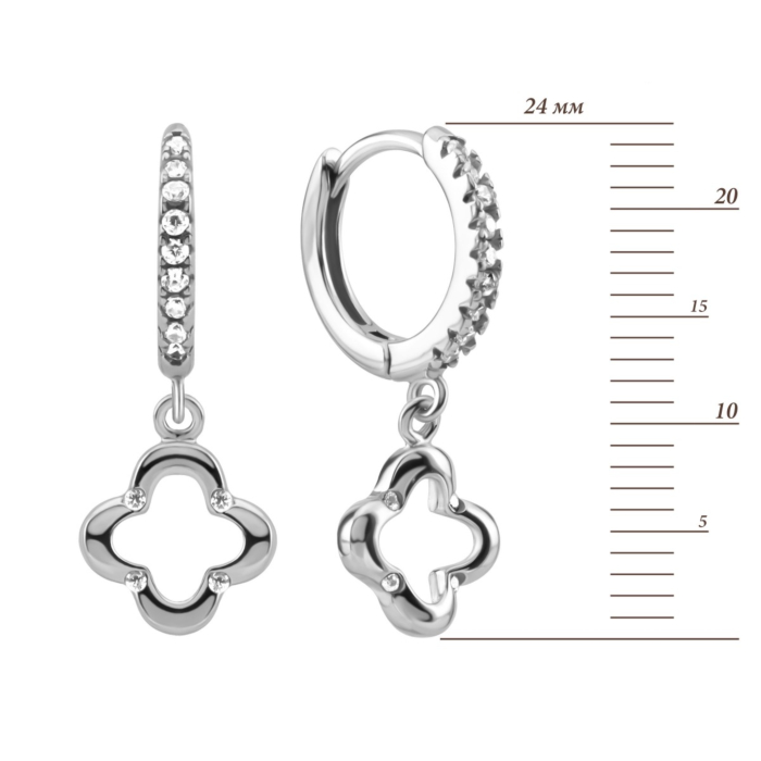 Серебряные серьги-подвески c фианитами. Артикул UG51EA105266