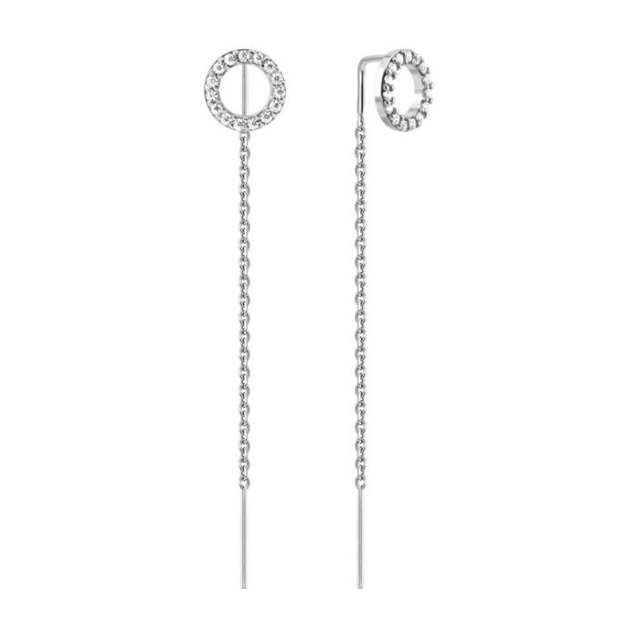 Срібні сережки-протяжки з фіанітами. Артикул UG520672