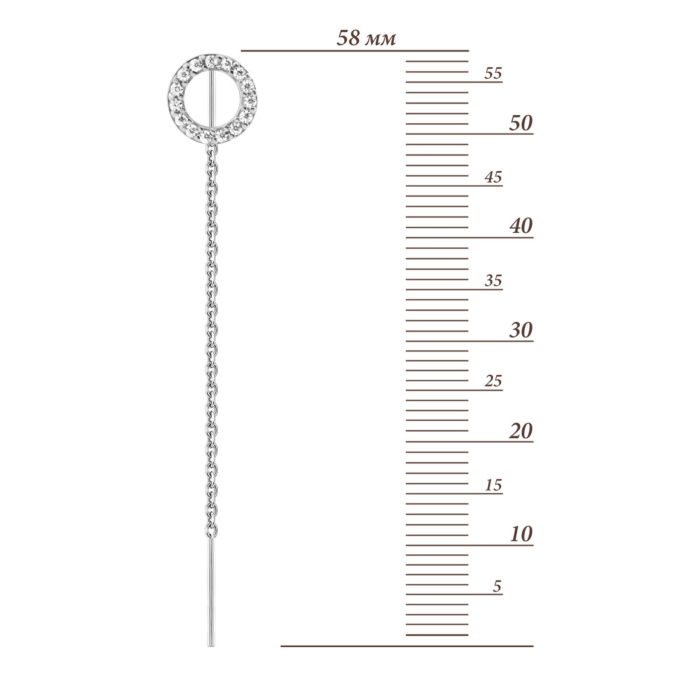 Срібні сережки-протяжки з фіанітами. Артикул UG520672