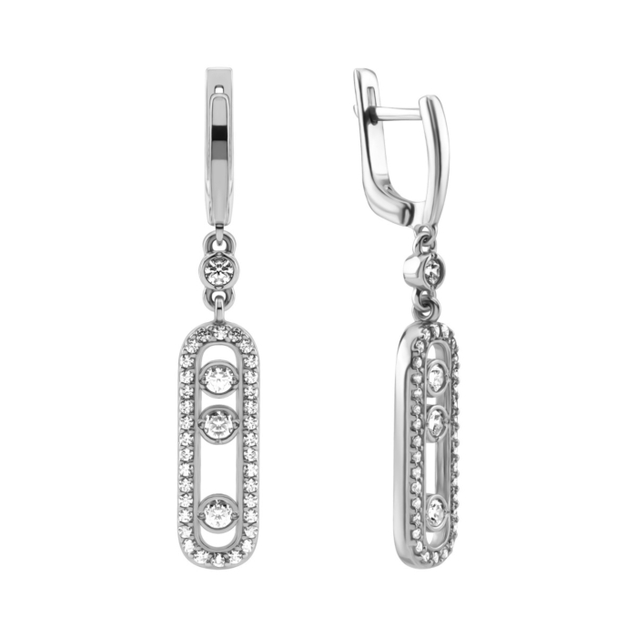 Серебряные серьги-подвески c фианитами. Артикул UG52227/1р-CZ