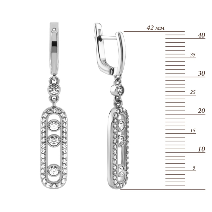 Серебряные серьги-подвески c фианитами. Артикул UG52227/1р-CZ