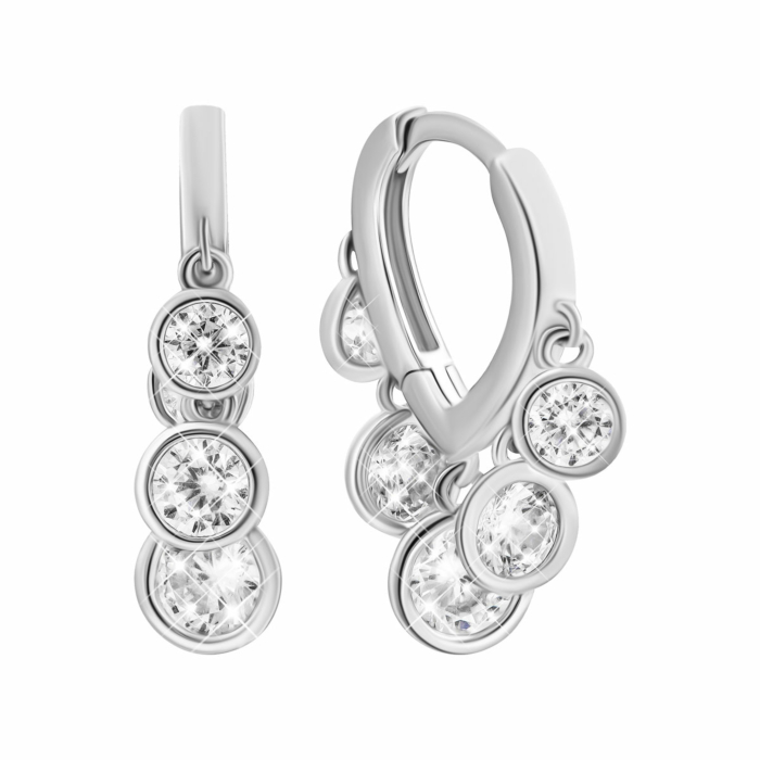 Серебряные серьги-подвески c фианитами. Артикул UG5JB00154