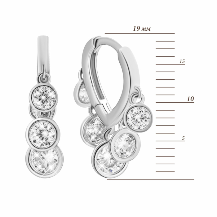 Серебряные серьги-подвески c фианитами. Артикул UG5JB00154