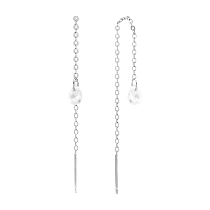 Срібні сережки-протяжки з фіанітами. Артикул UG5SE00559