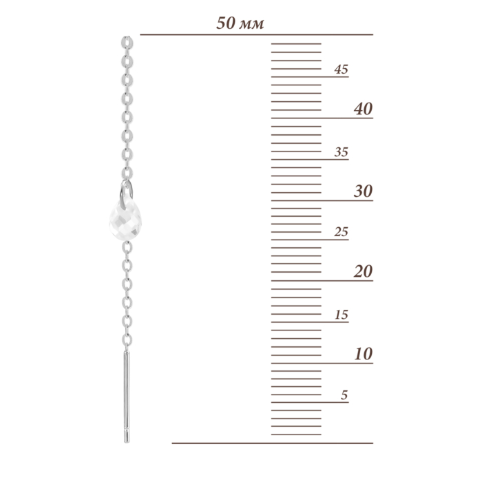 Срібні сережки-протяжки з фіанітами. Артикул UG5SE00559