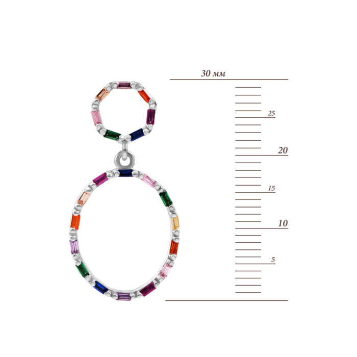 Срібні сережки-підвіски з фіанітами. Артикул UG5SZDE13758