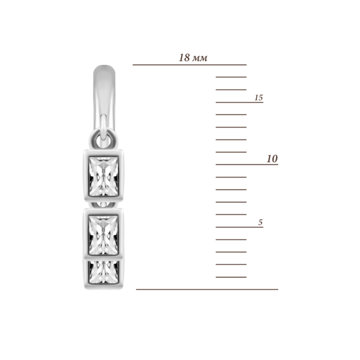 Срібні сережки-підвіски з фіанітами. Артикул UG5SZDE13846