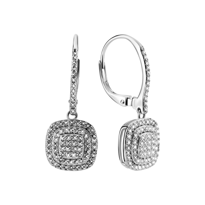 Серебряные серьги-подвески c фианитами. Артикул UG5SZDE16625