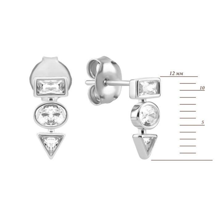 Серебряные пусеты c фианитами. Артикул UG5SZDE57762