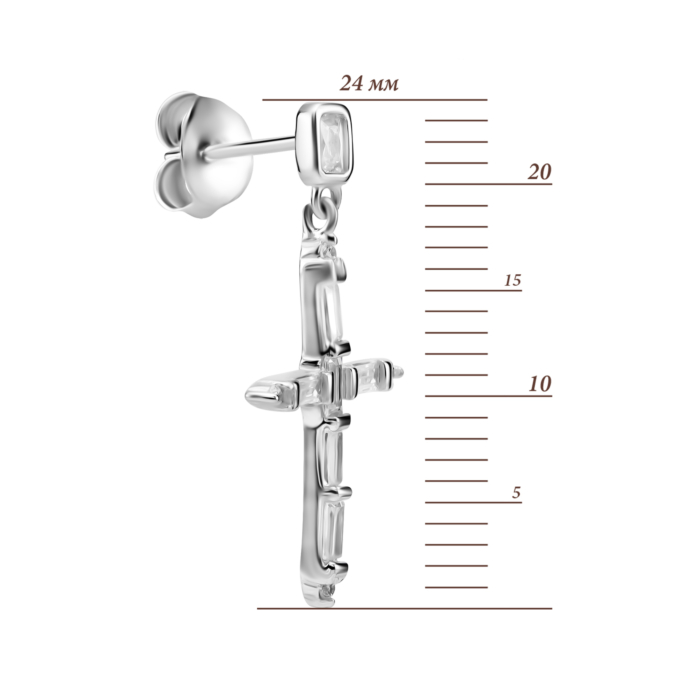 Серебряные серьги-подвески Крестики c фианитами. Артикул UG5SZDE61502