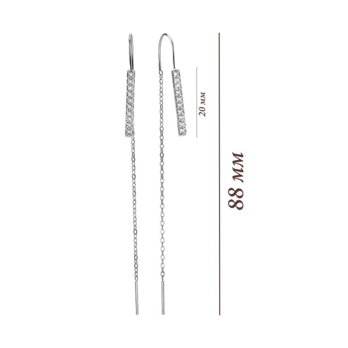 Серебряные серьги-протяжки c фианитами. Артикул UG5SZE051