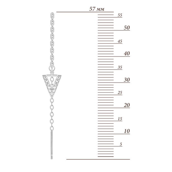 Срібні сережки-протяжки з фіанітами. Артикул UG5SZE232