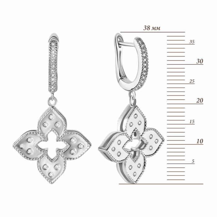 Серебряные серьги-подвески с фианитами. Артикул UG5E38339-W