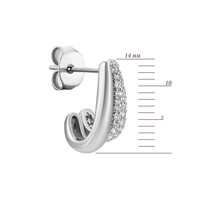 Срібні сережки-пусети з фіанітами. Артикул UG5JB00261