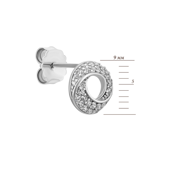 Серебряные серьги-пуссеты с фианитами. Артикул UG5JB01438