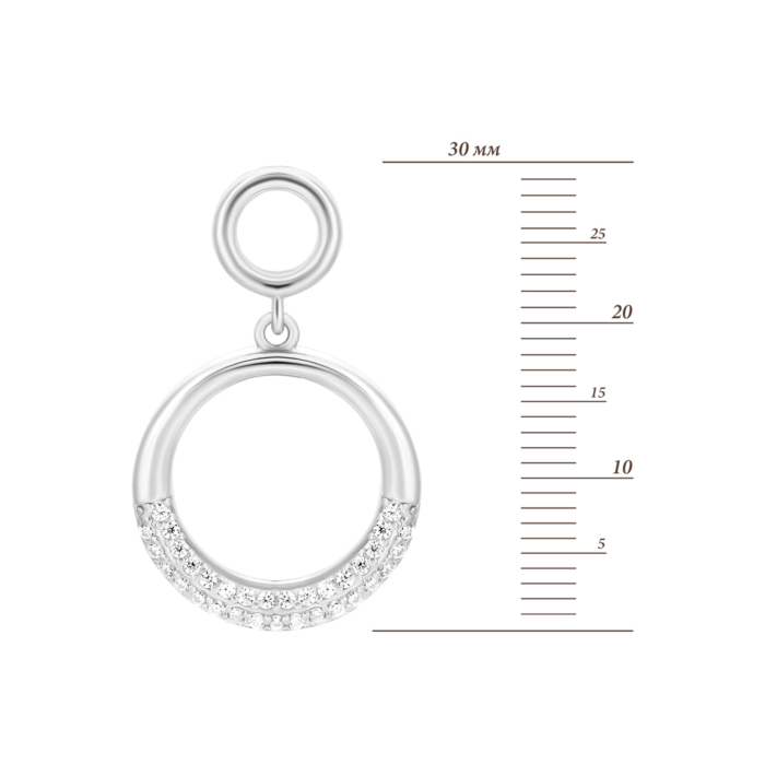 Срібні сережки-підвіски з фіанітами. Артикул UG5JB01706