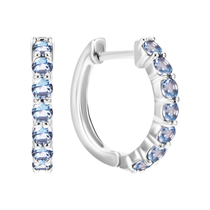 Срібні сережки-конго з кварцом London blue. Артикул UG52524/1р-QLB