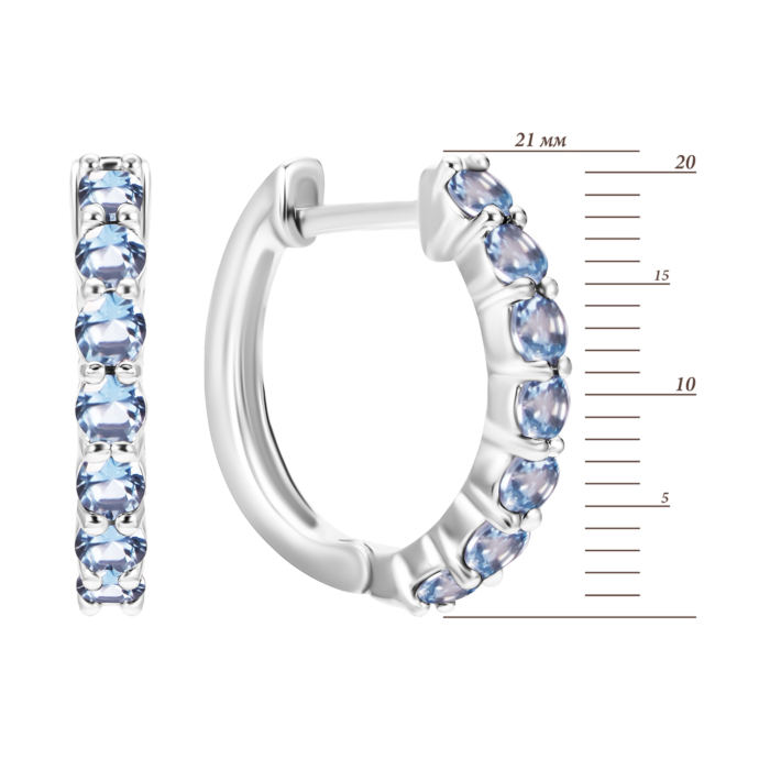 Срібні сережки-конго з кварцом London blue. Артикул UG52524/1р-QLB