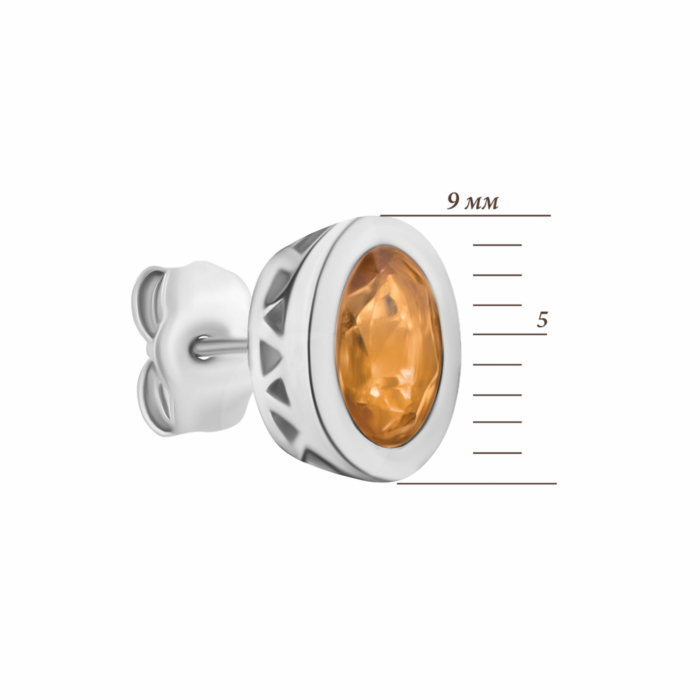 Серебряные серьги-пуссеты с цитрином. Артикул UG5SE22363 с цит