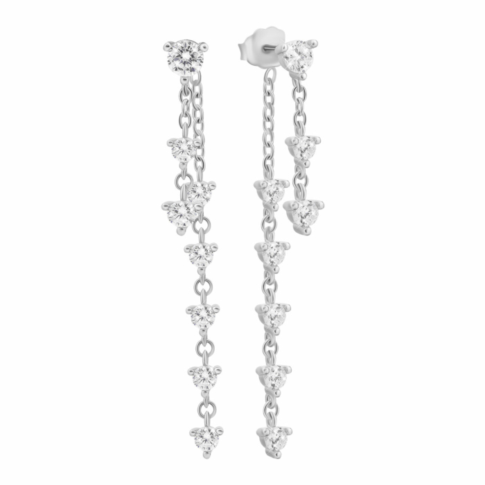 Срібні сережки-підвіски з фіанітами. Артикул UG5SZDE10723