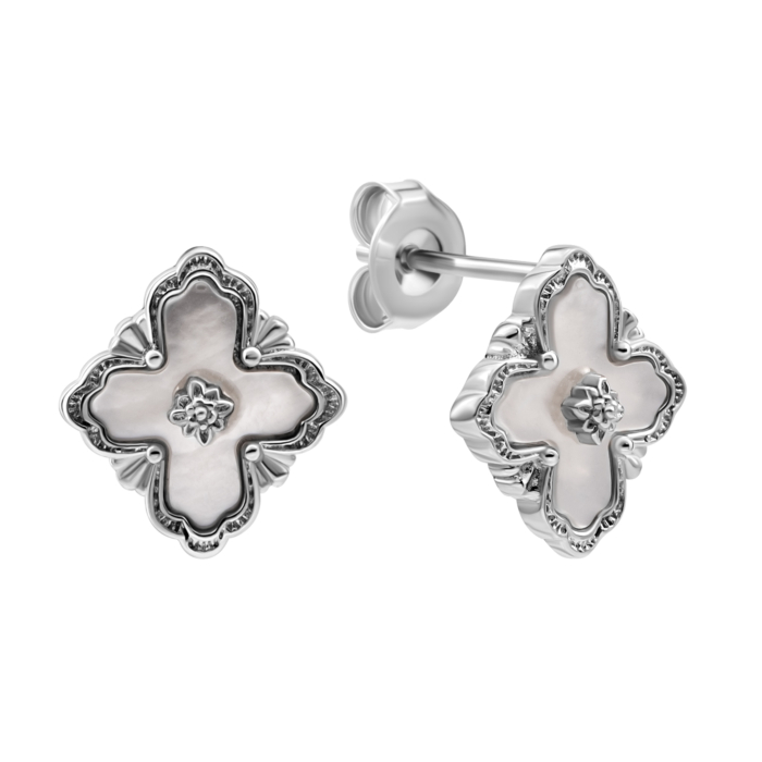 Серебряные серьги-пуссеты с перламутром. Артикул UG5SZDE12585