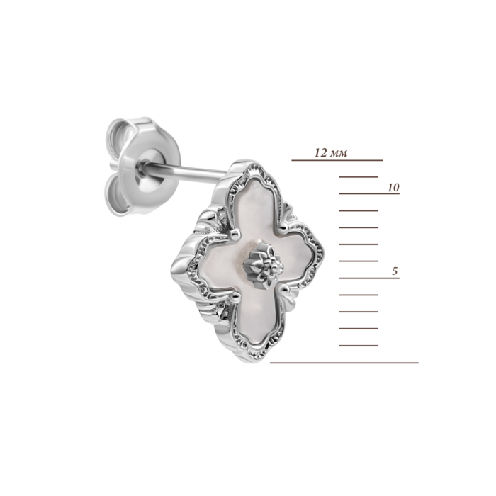 Серебряные серьги-пуссеты с перламутром. Артикул UG5SZDE12585