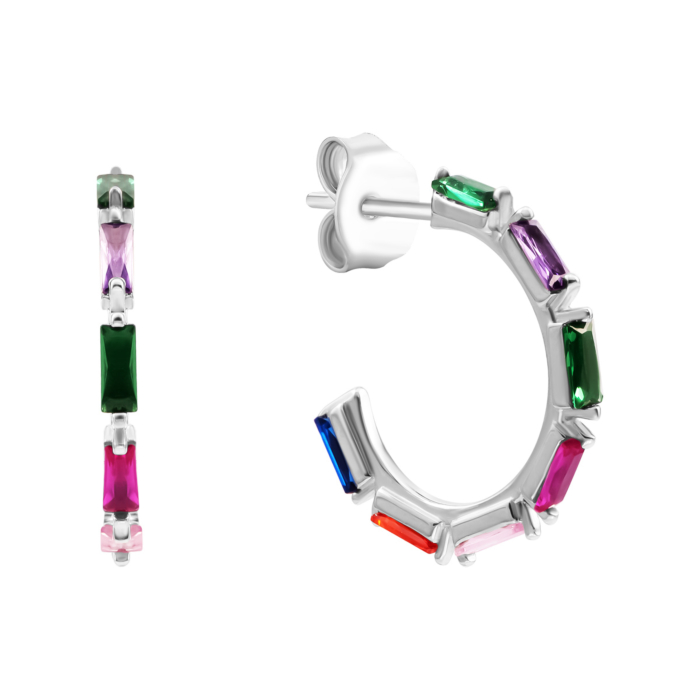 Срібні сережки-конго з фіанітами. Артикул UG5SZDE13733