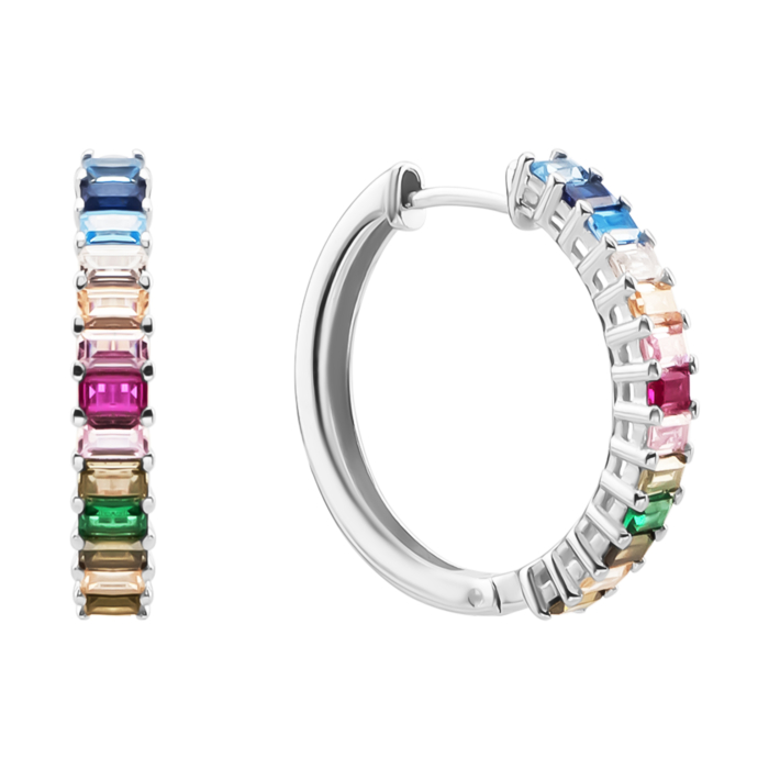 Срібні сережки-конго з фіанітами. Артикул UG5SZDE13741